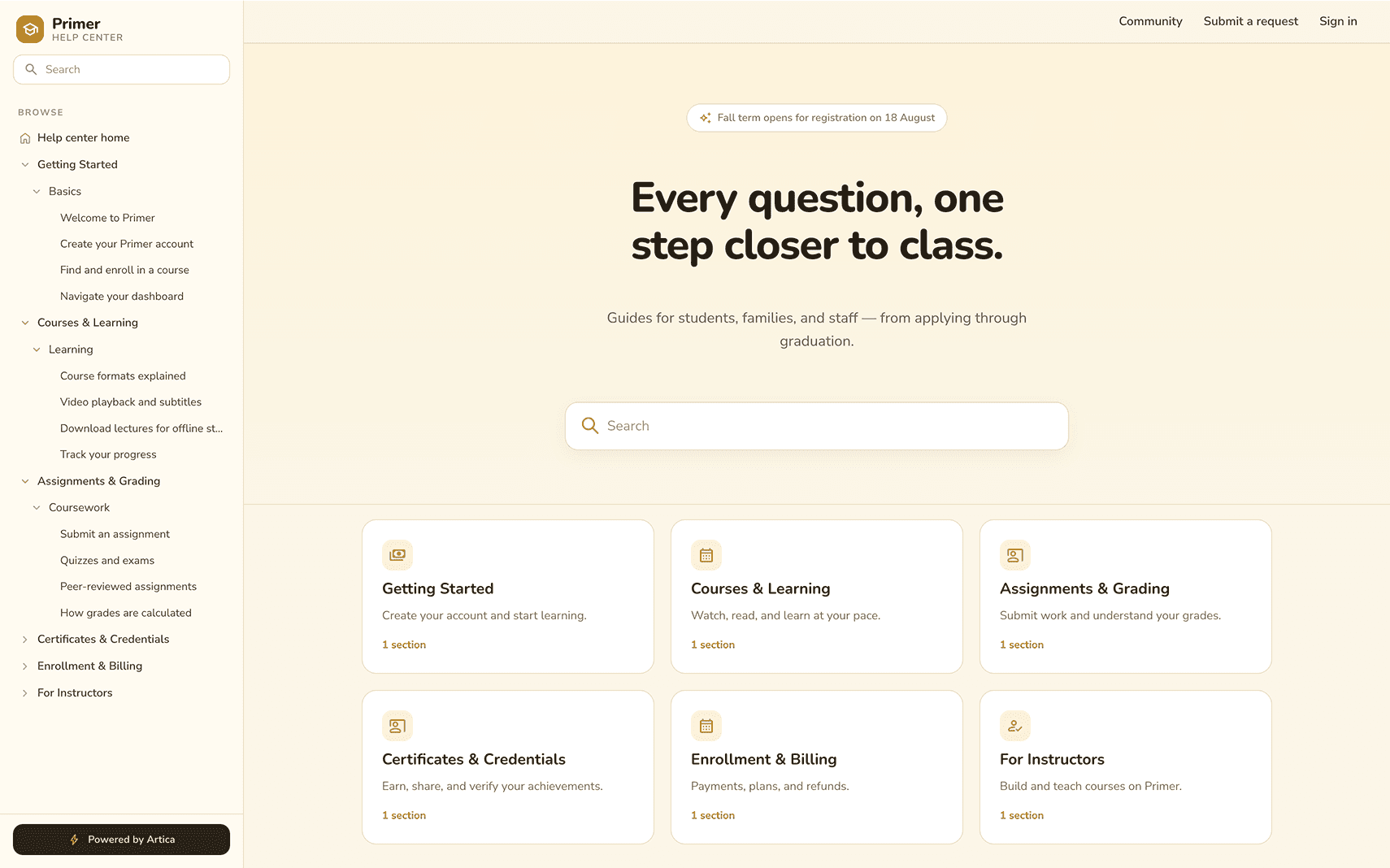 Primer help center theme